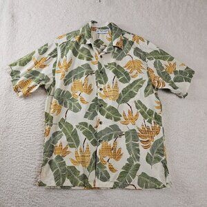 Tori‎ Richard Uniforms Hawaiian Shirt Men's Small Cream Bananas Tropical Leaves